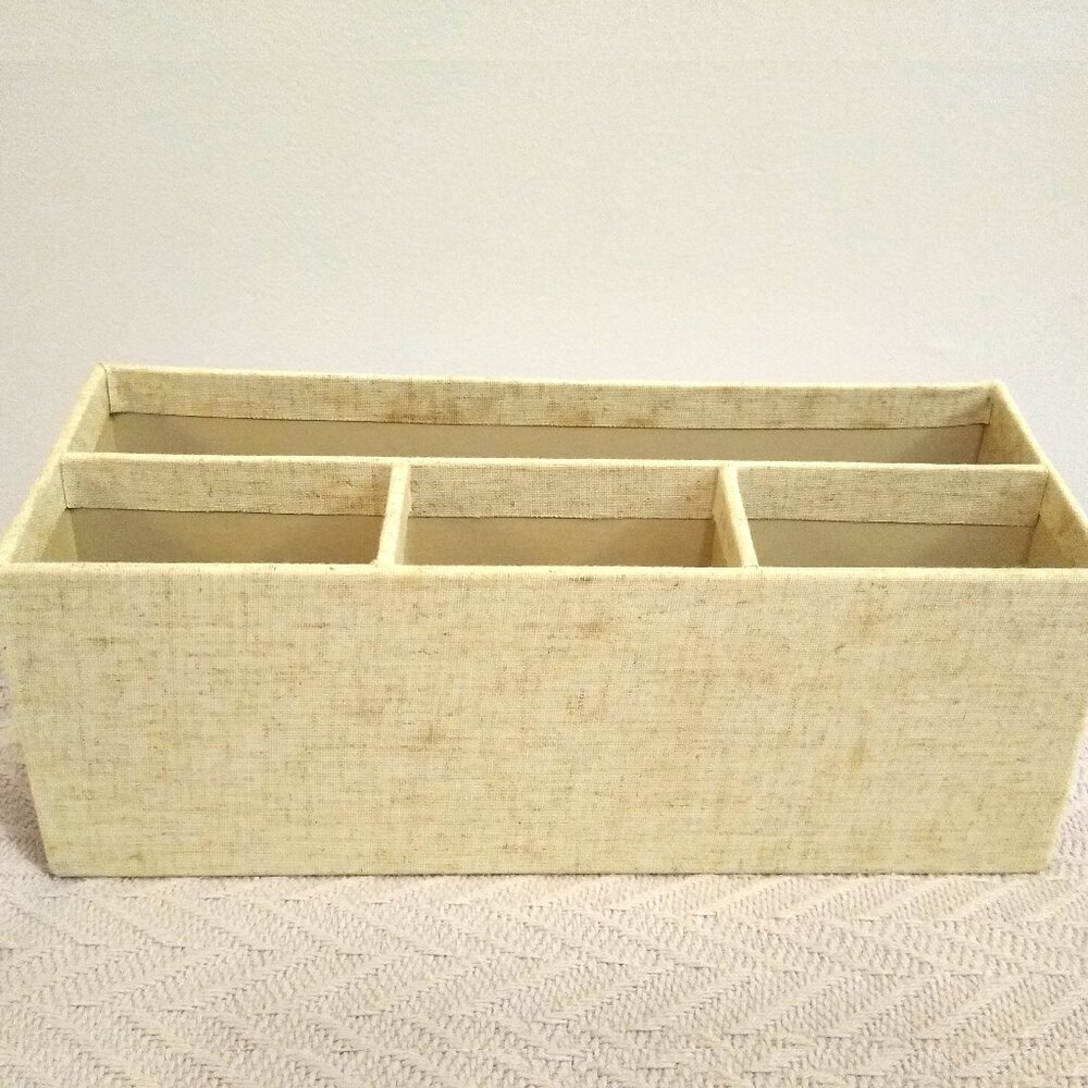 Multi-Compartment Organizational Desk Storage Boxes, Beige Linen